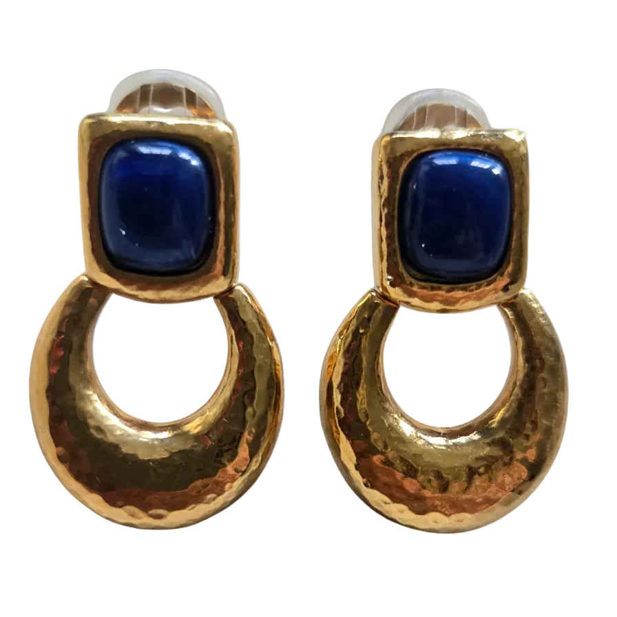 1980s Hammered Gold Doorknocker Earrings