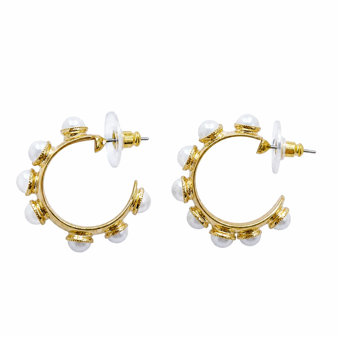 Audrey Pearl Hoop Earrings - Image 3