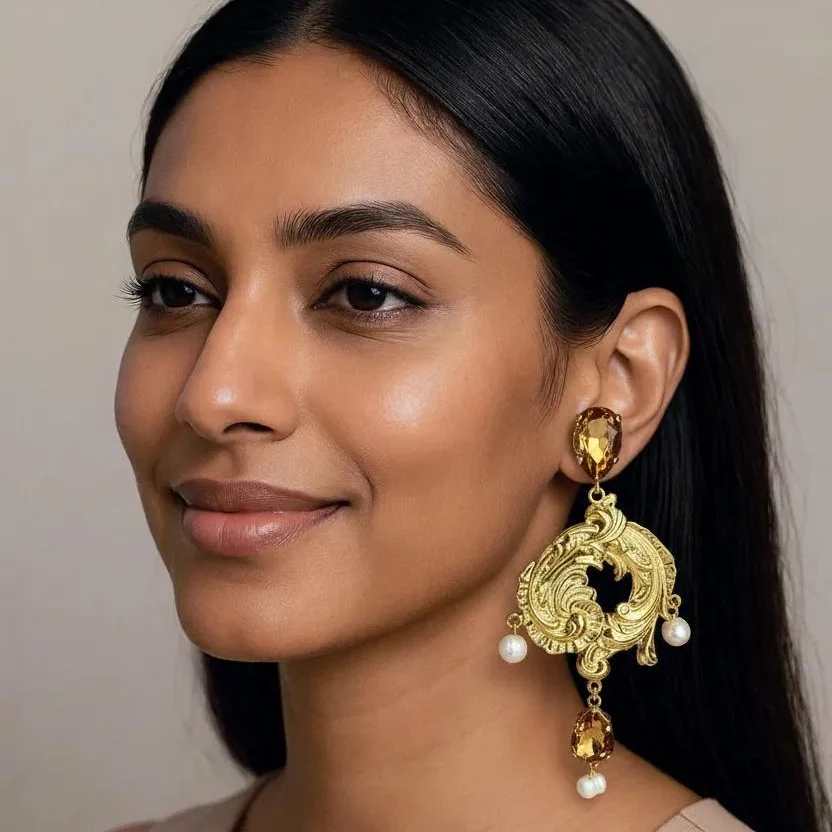 Baroque Statement Earrings - Image 2