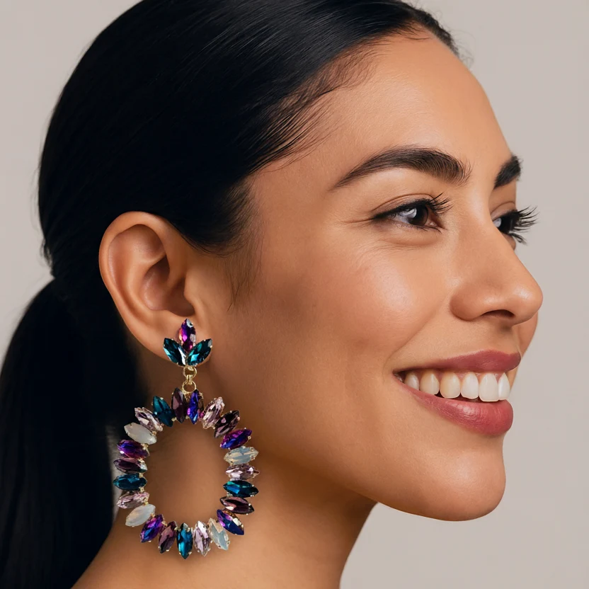 Celeste Crystal Hoop Earring - Image 2