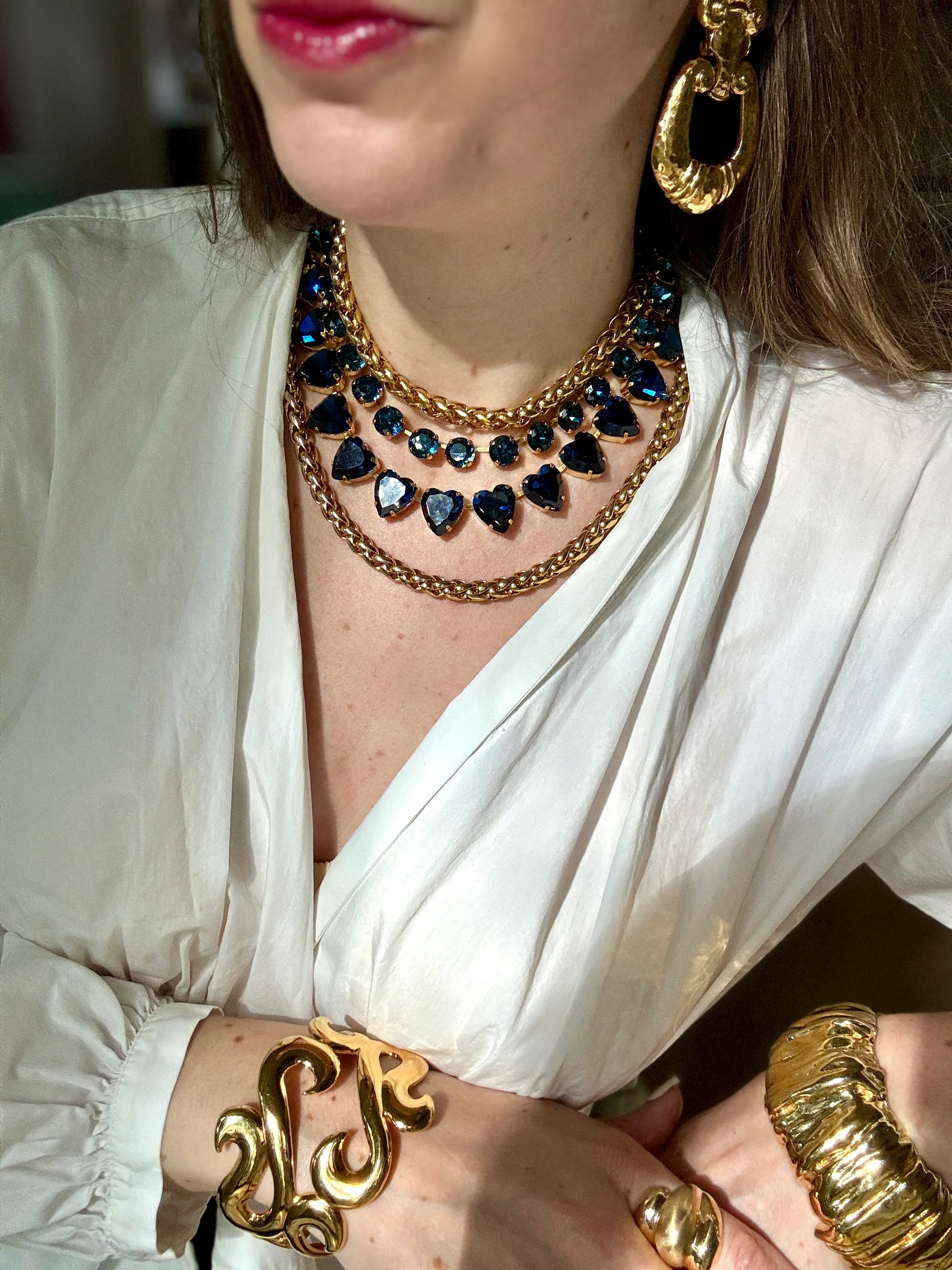 Daphne Dark Blue Crystal Riviera Necklace - Image 3