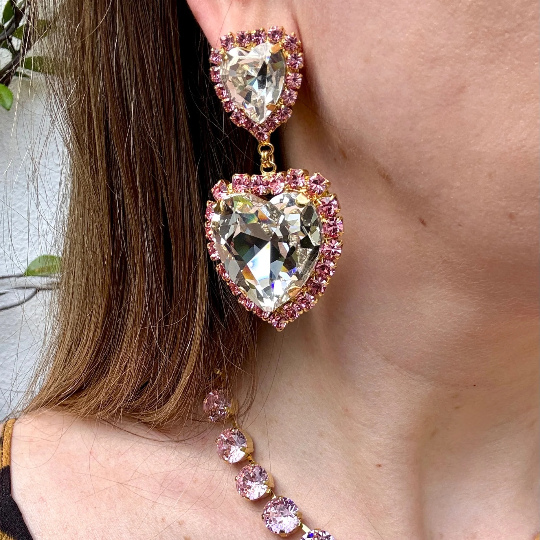 Isabella Pink Heart Earrings - Image 2