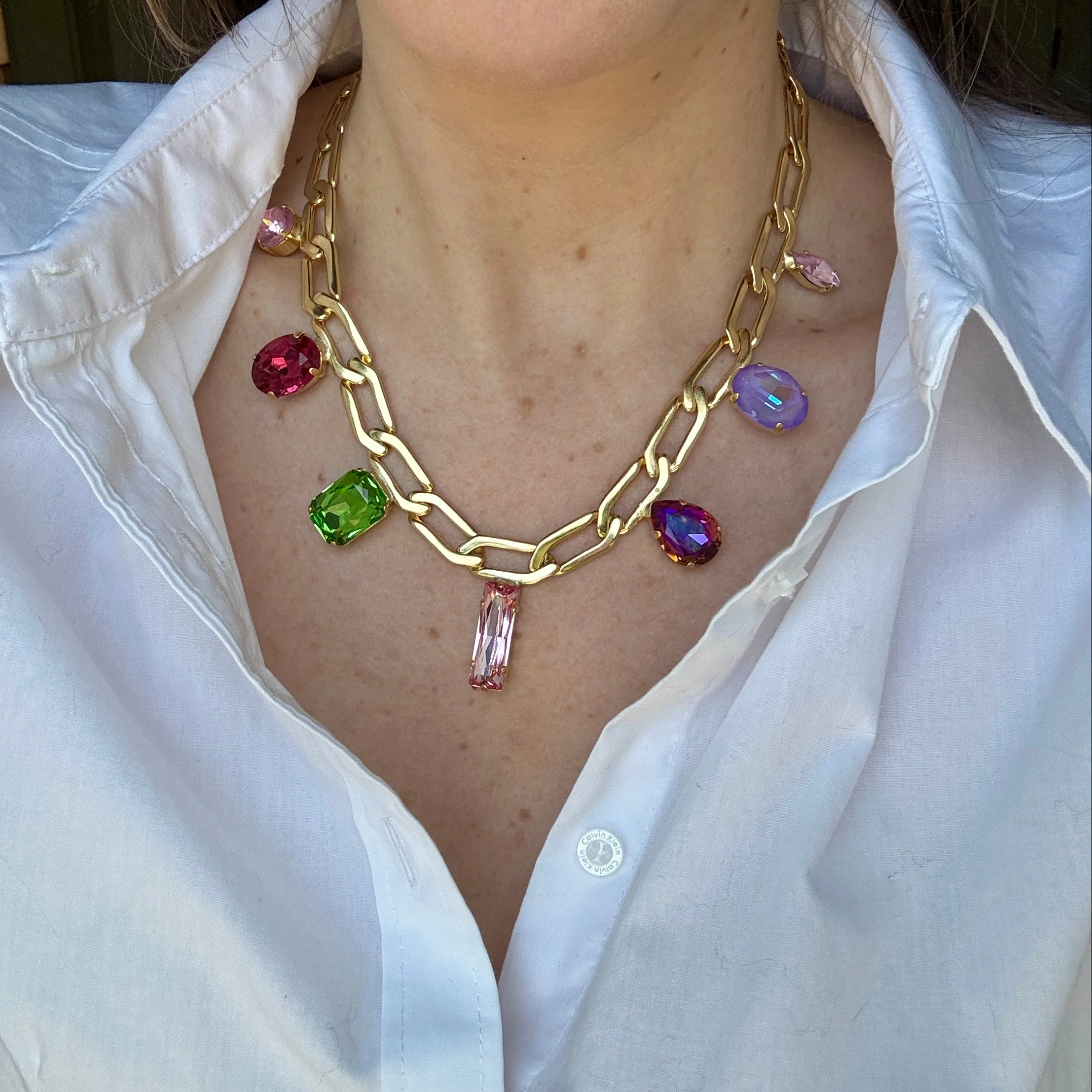 Emmy Paper Clip Crystal Neckalce - Image 2