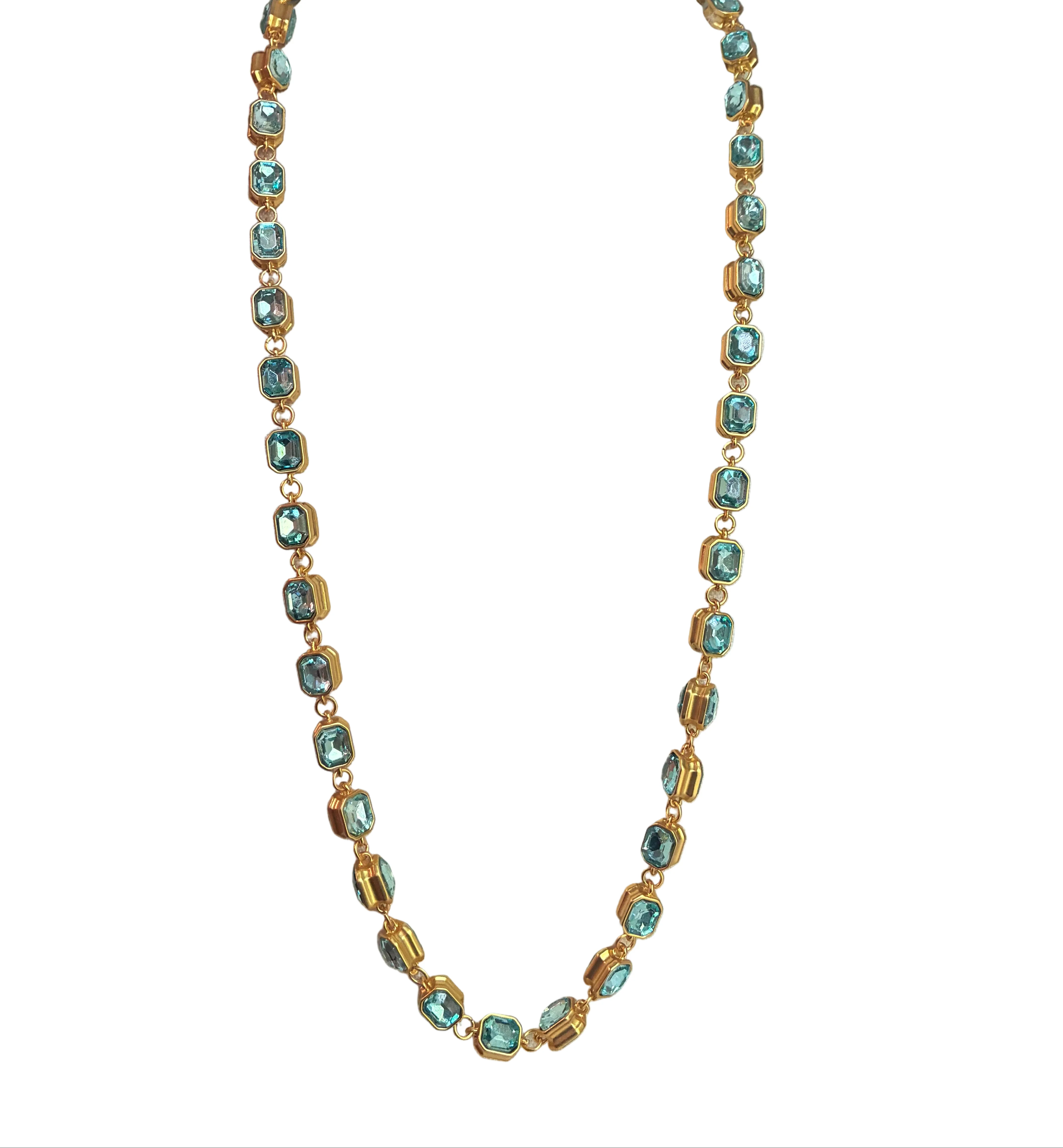 Extra Long Crystal Necklace - Blue & Green
