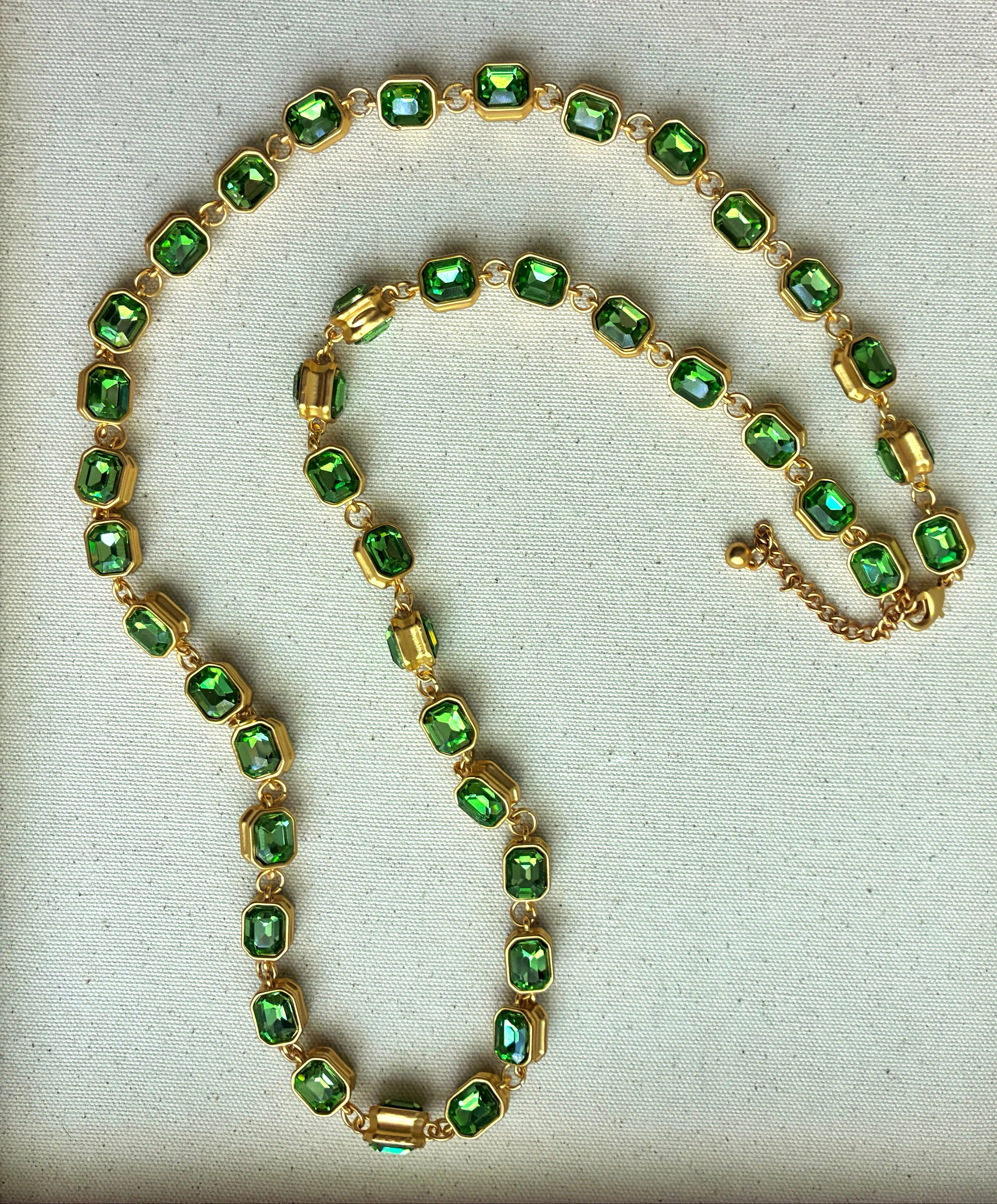 Extra Long Crystal Necklace - Blue & Green - Image 6