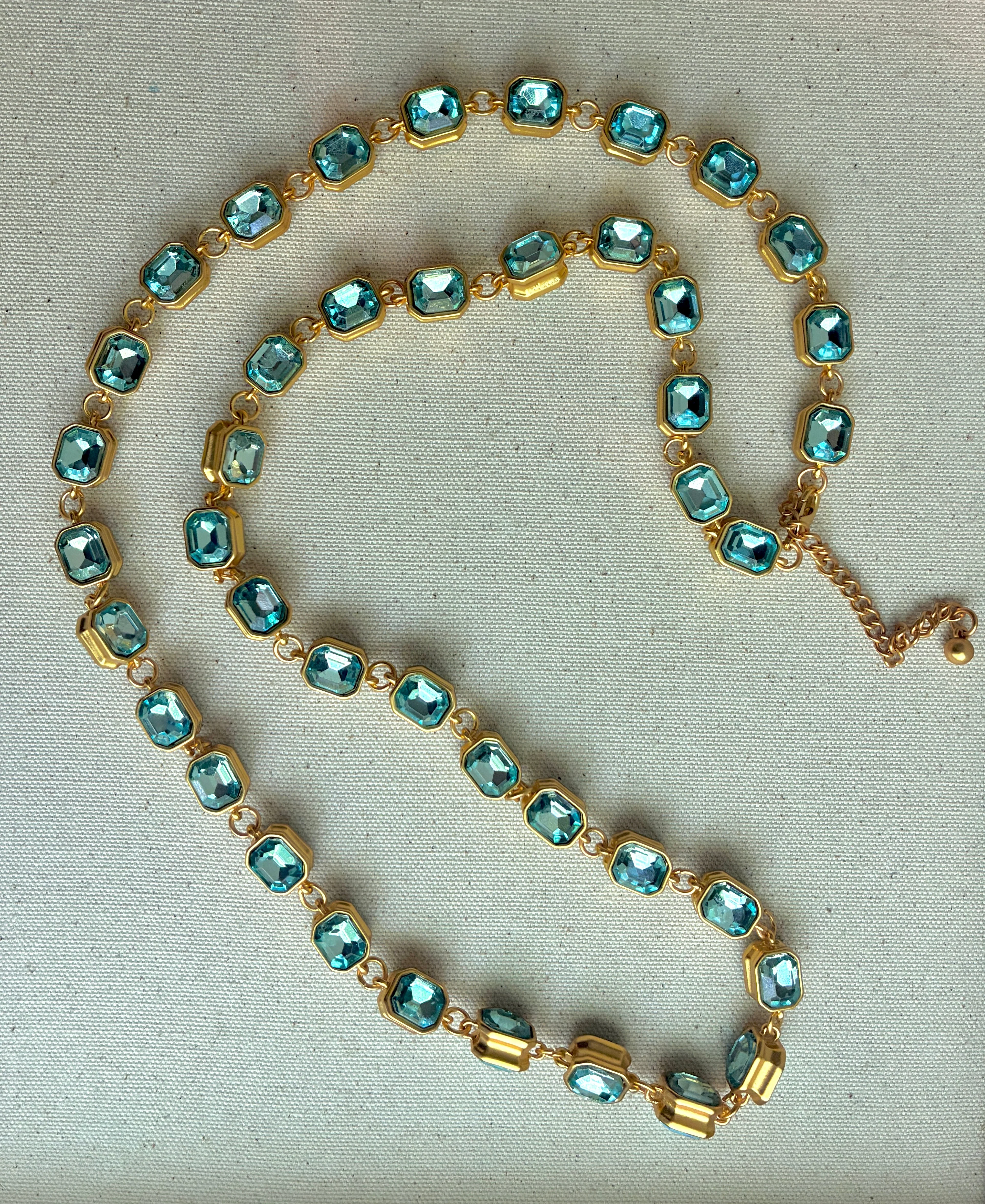 Extra Long Crystal Necklace - Blue & Green - Image 7