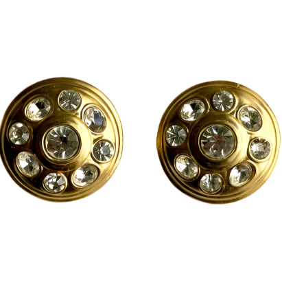 Fabulous 90s Golden Crystal Circle Earrings