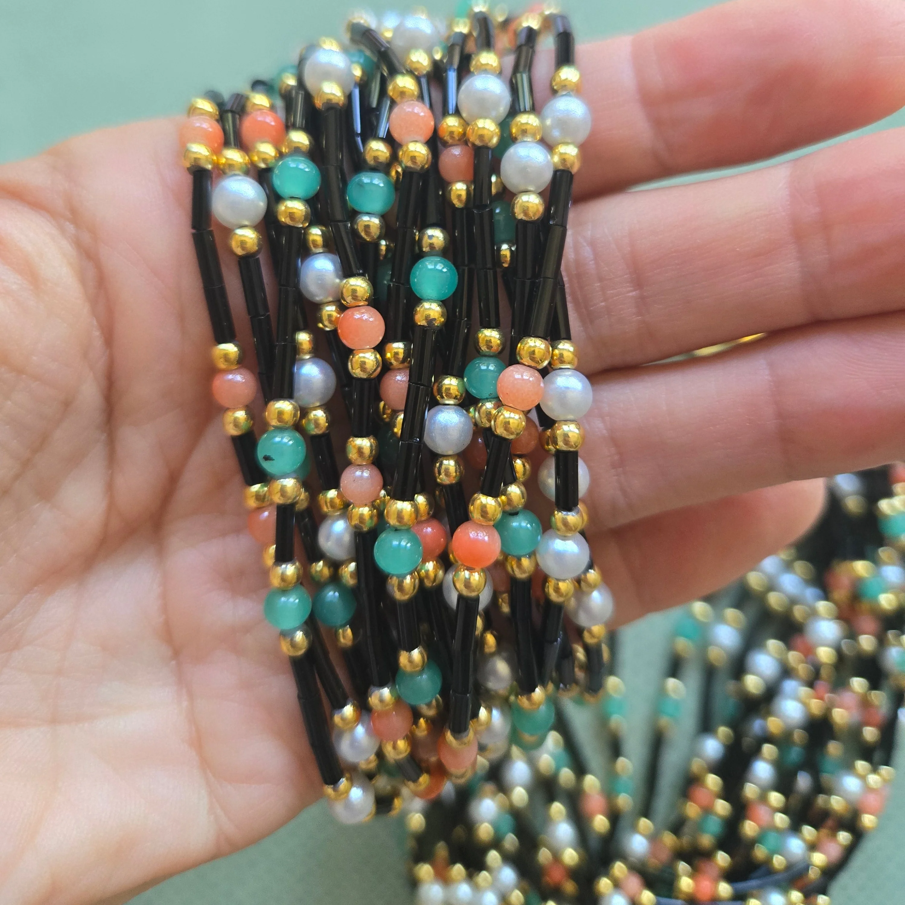 Vintage Italain  Multi-Strand Beaded Necklace - Image 4