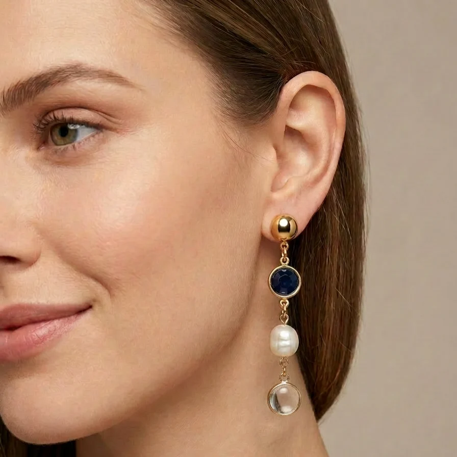 Vintage Gold Chain Drop Earrings - Image 2