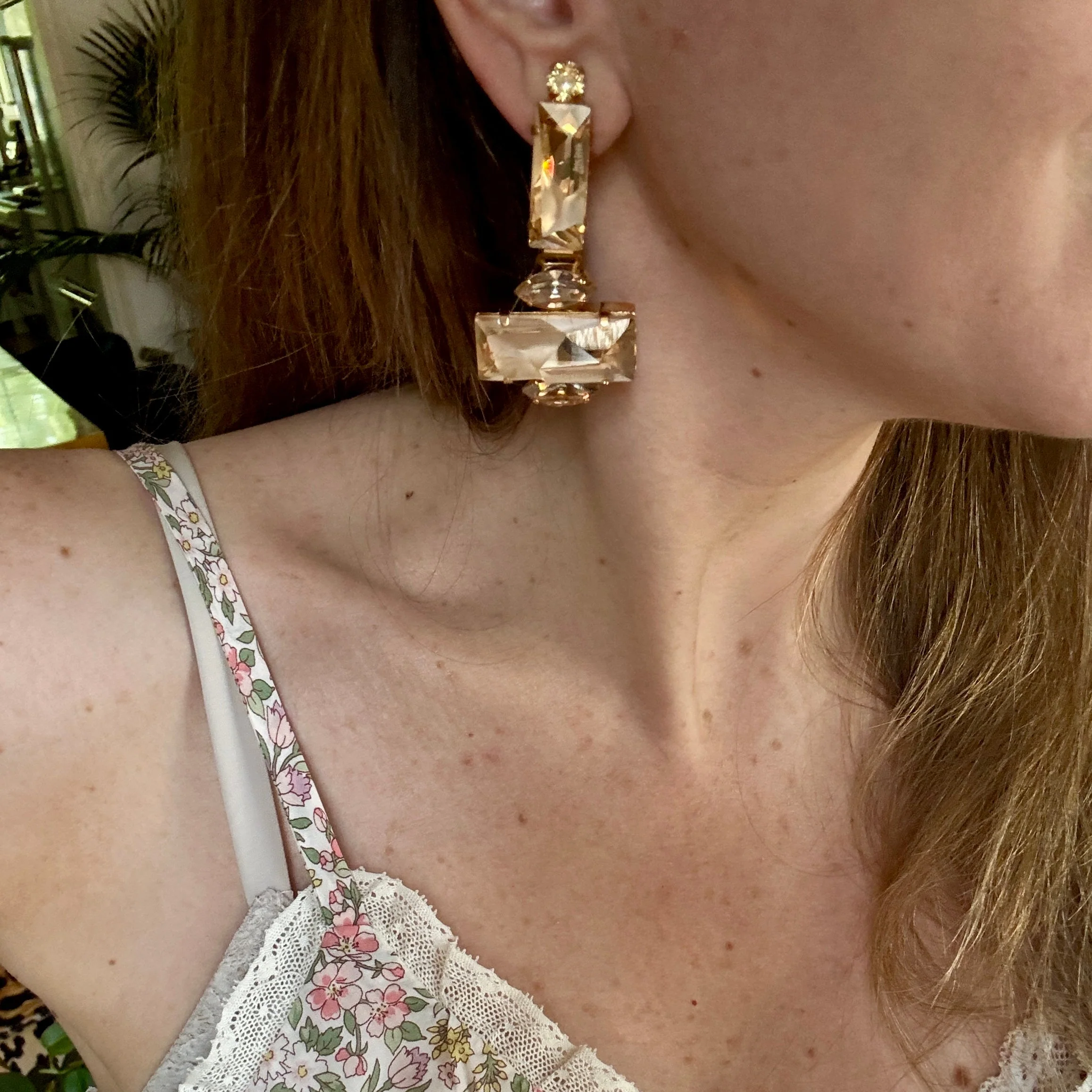 Jean Paul Gaultier Champagne Crystal Statement Earrings - Image 2