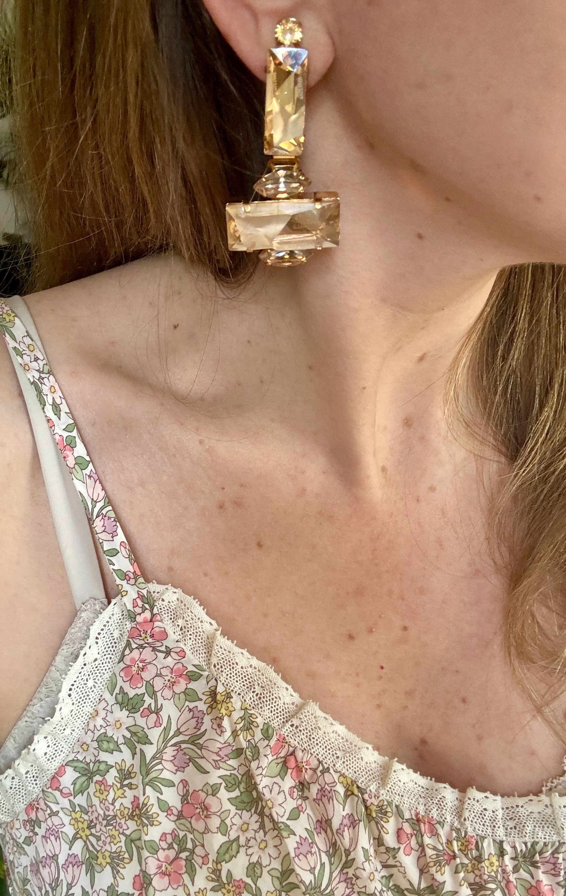 Jean Paul Gaultier Champagne Crystal Statement Earrings - Image 3