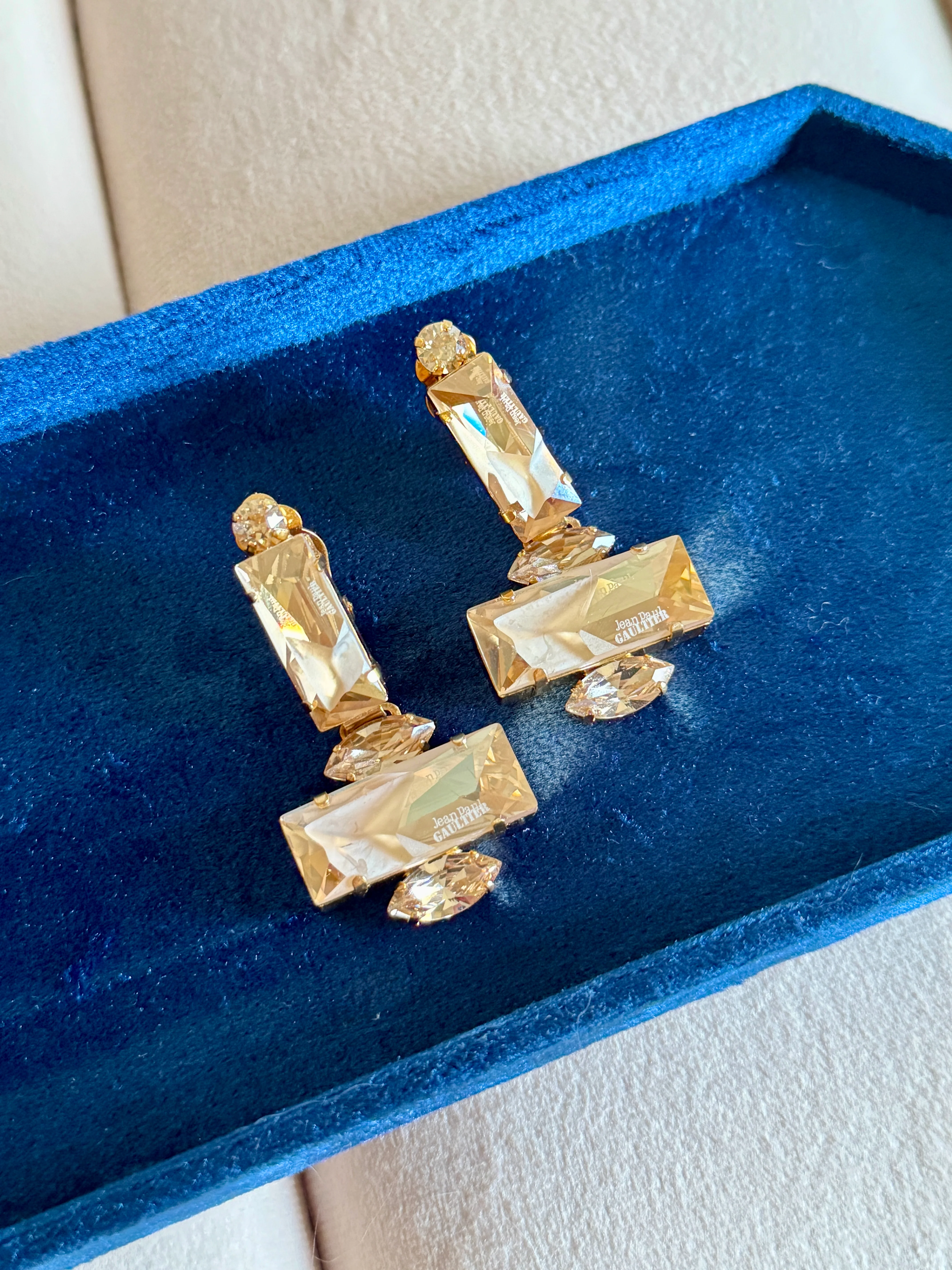 Jean Paul Gaultier Champagne Crystal Statement Earrings - Image 4