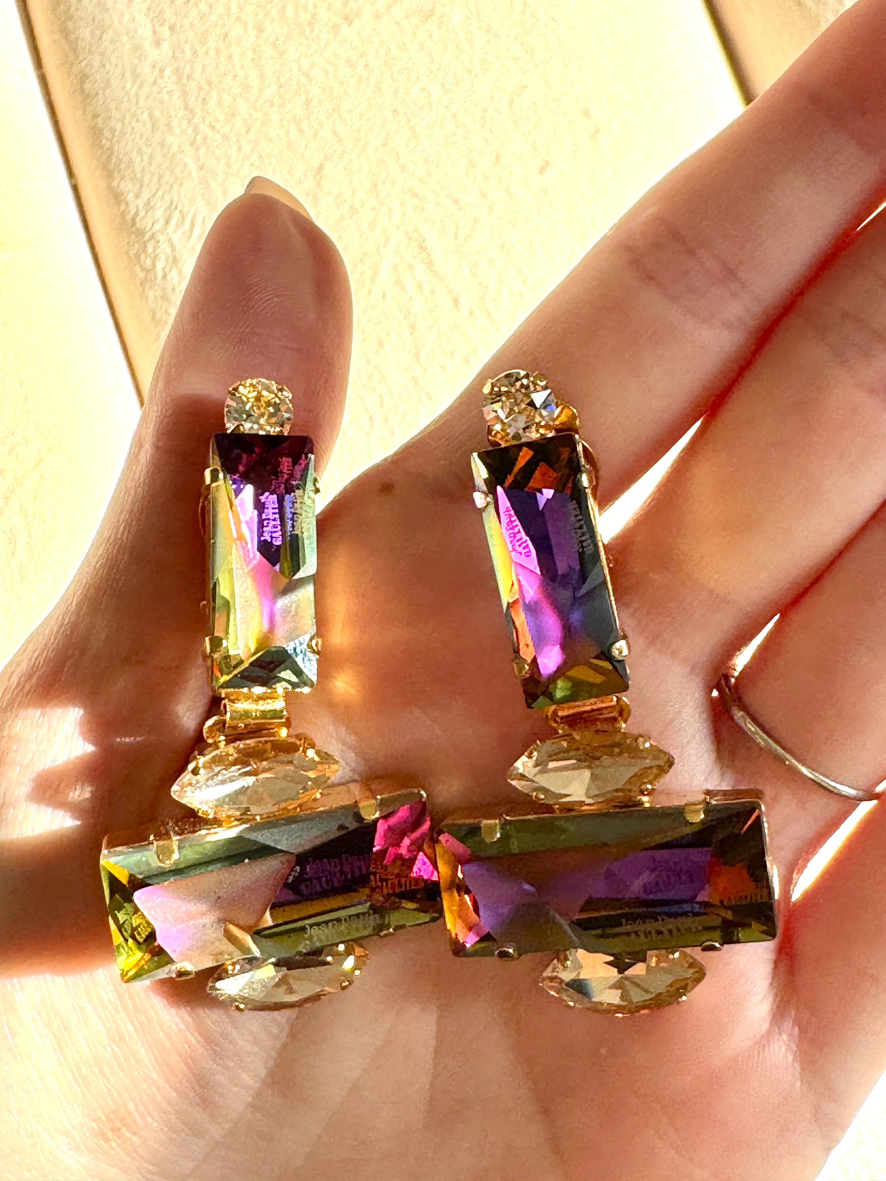 Jean Paul Gaultier Volcano CrystalDark Purple Statement Earrings - Image 3