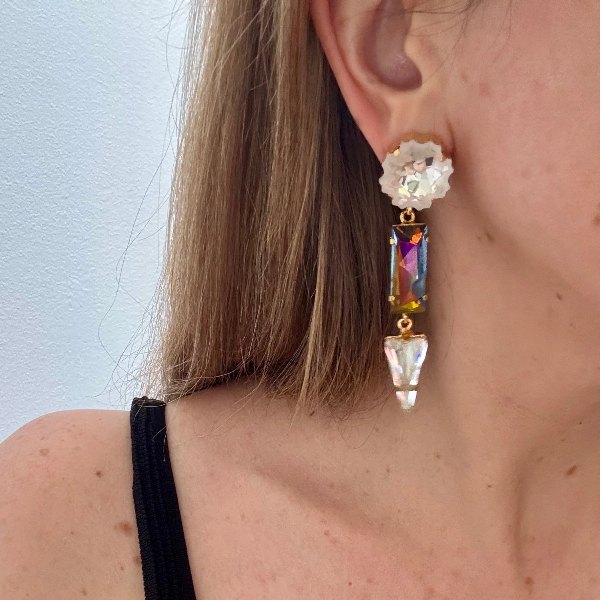 Jean Paul Gaultier Crystal Drop Post Earrings - Image 2