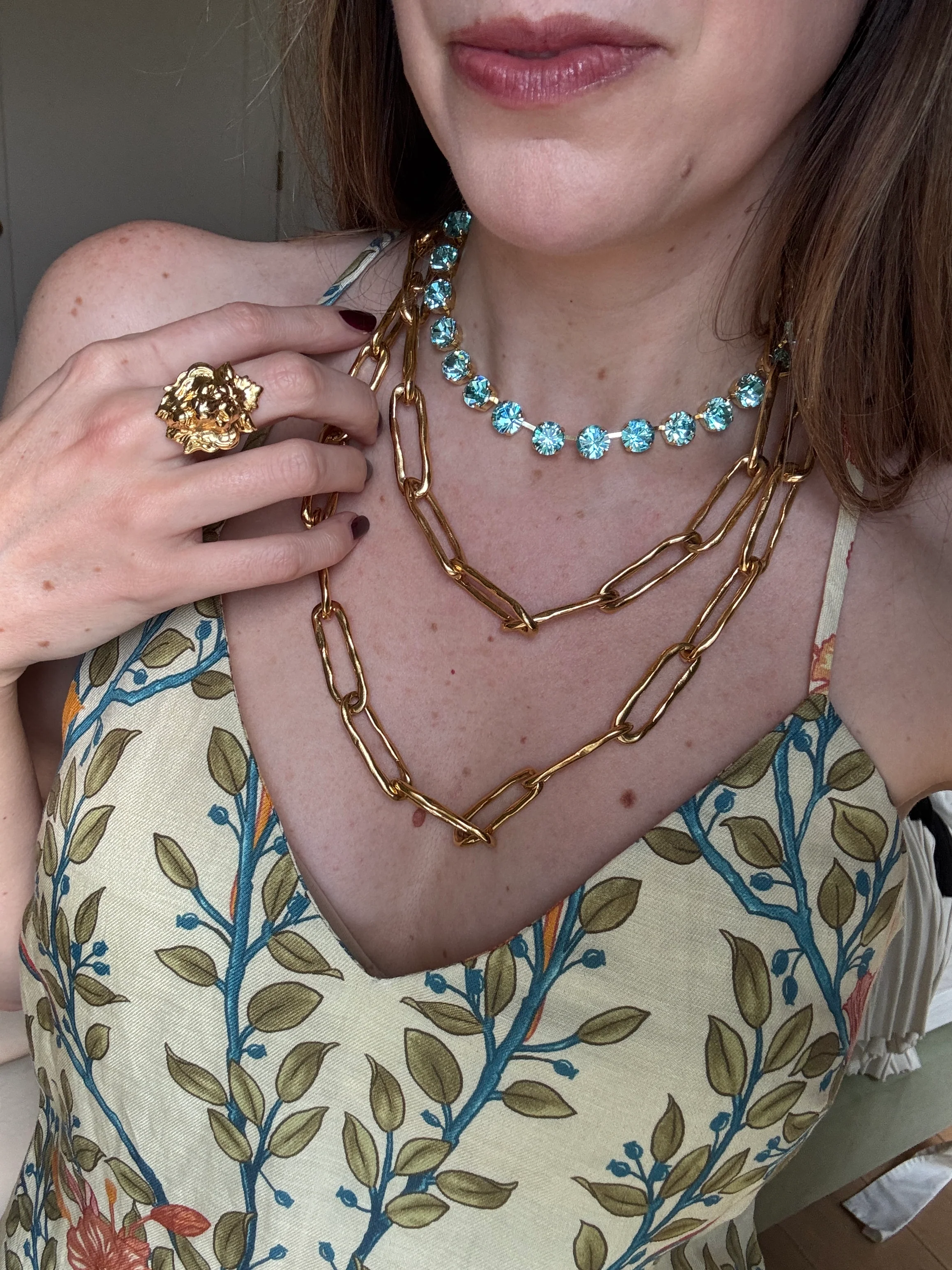Daphne Aqua Crystal Riviera Necklace - Image 4