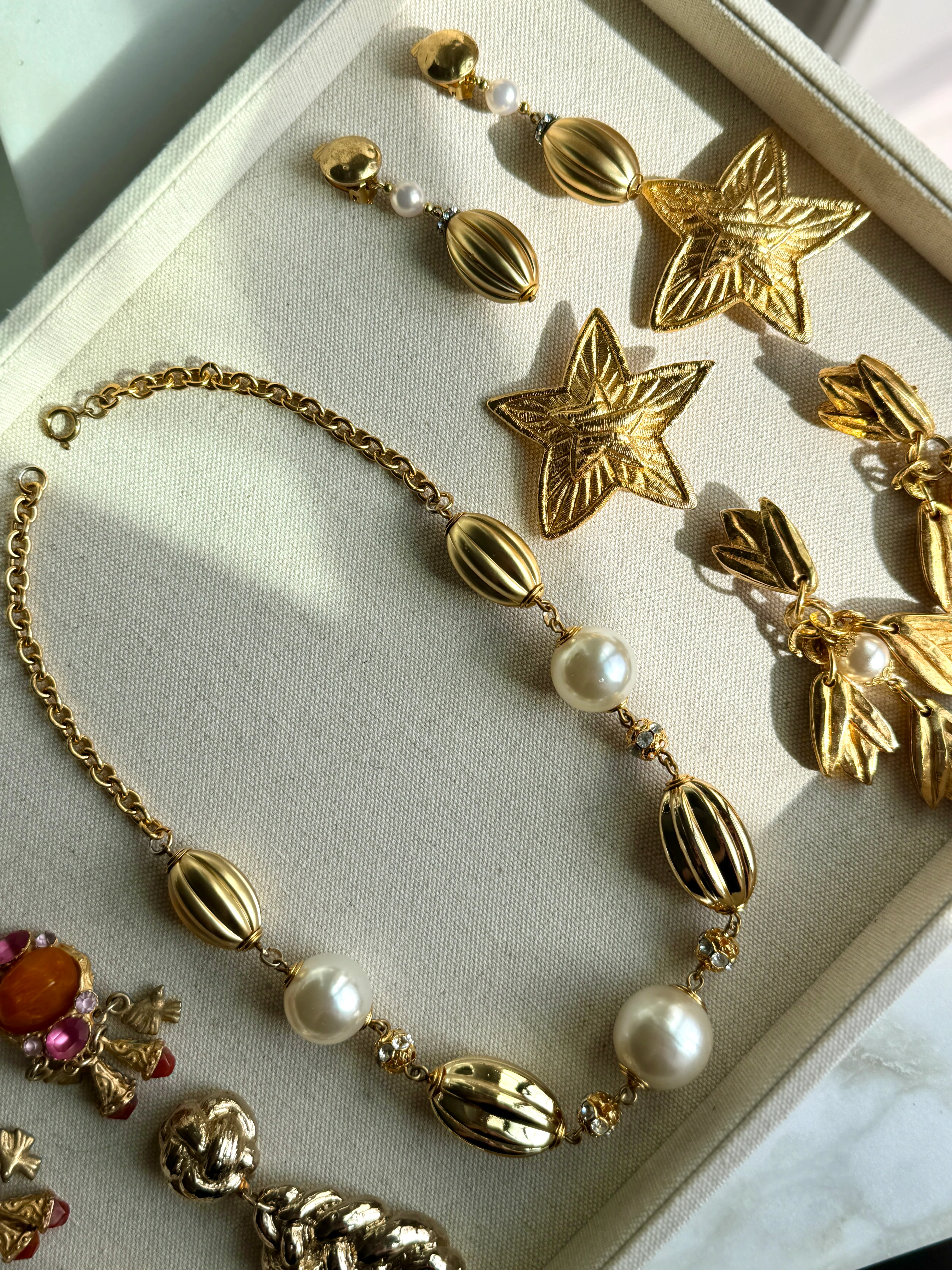 Vintage Delicate Pearl Drop and Gold Clip Earrings - Image 5