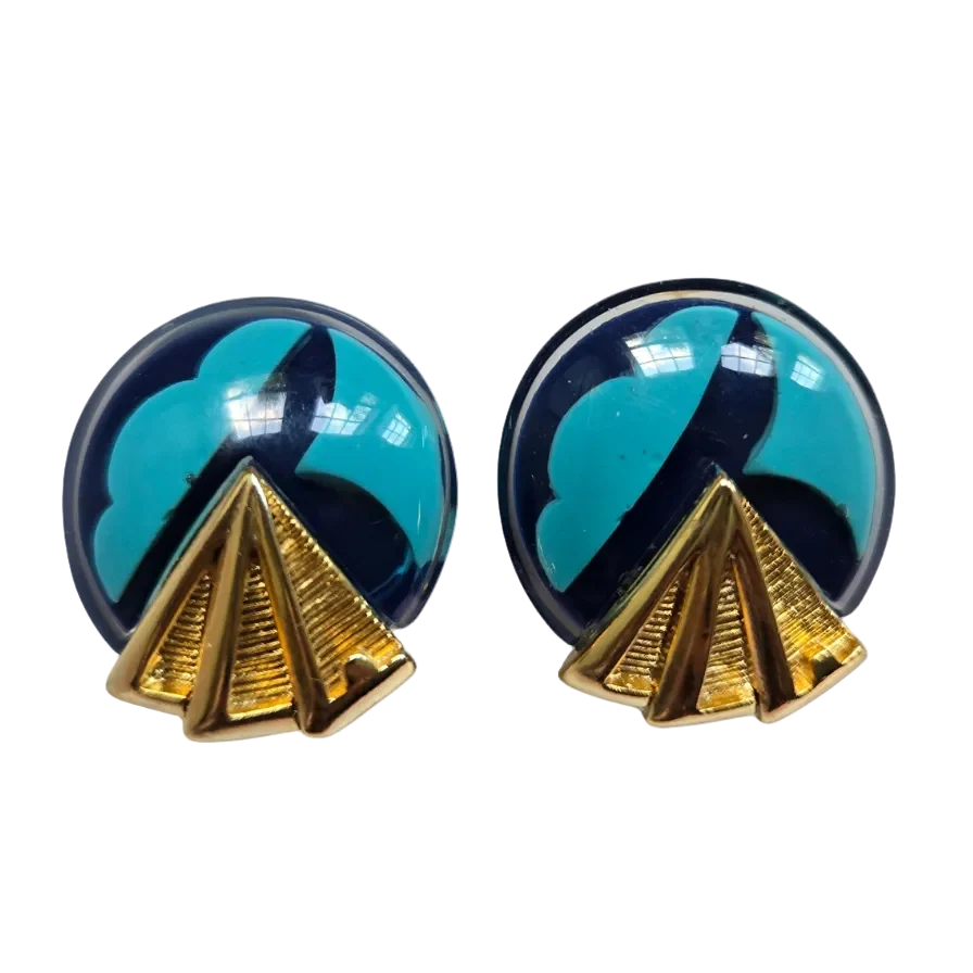 Vintaged Signed Orena Art Deco-Inspired Earrings