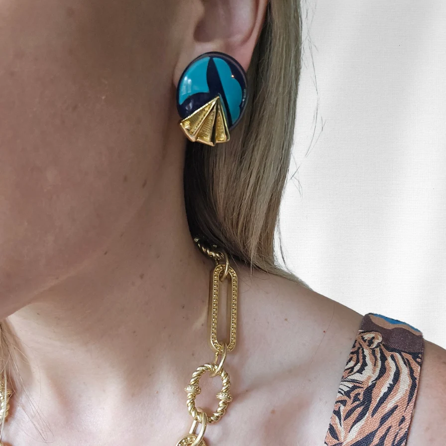 Vintaged Signed Orena Art Deco-Inspired Earrings - Image 2