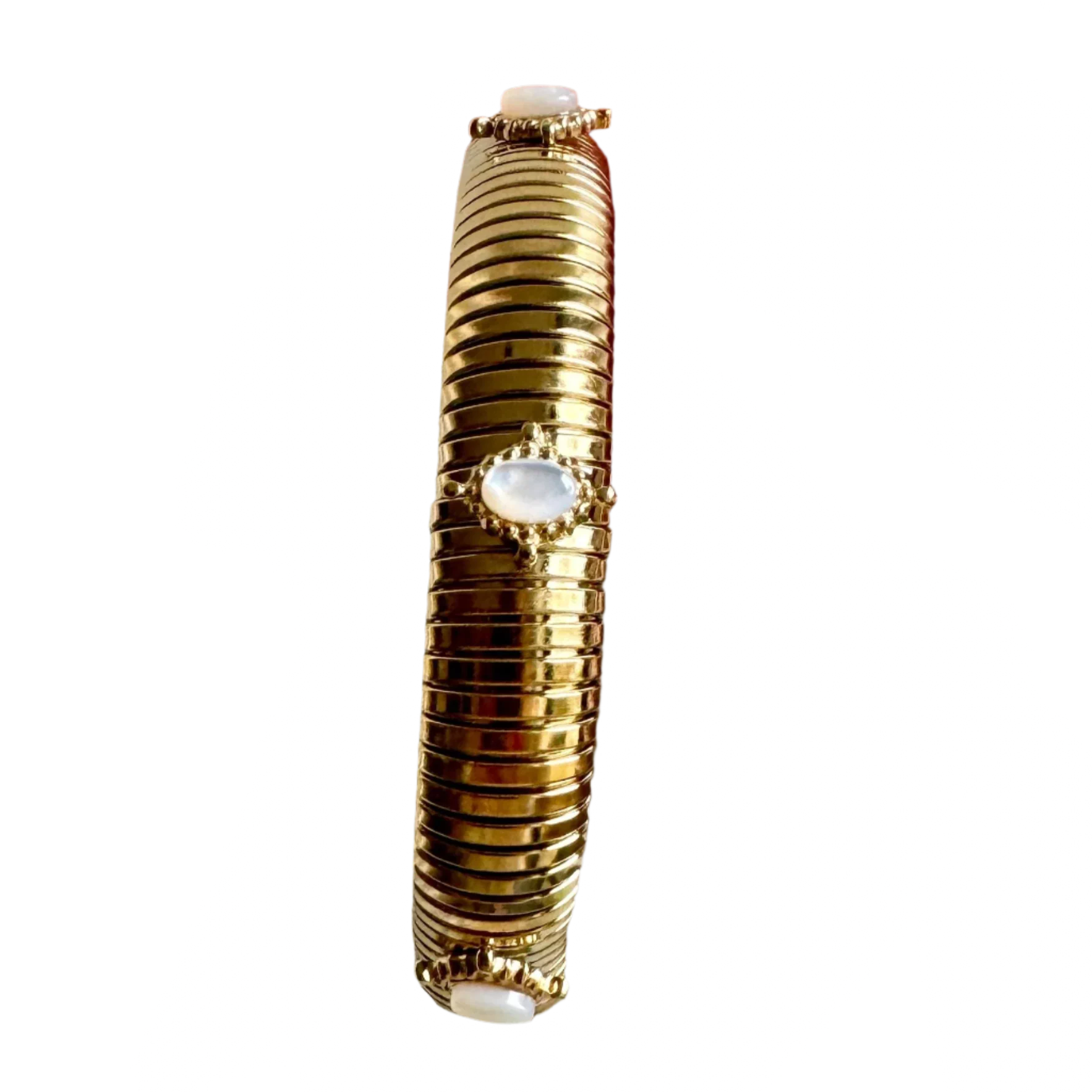 Small Mother of Pearl Gold Omega Bracelet