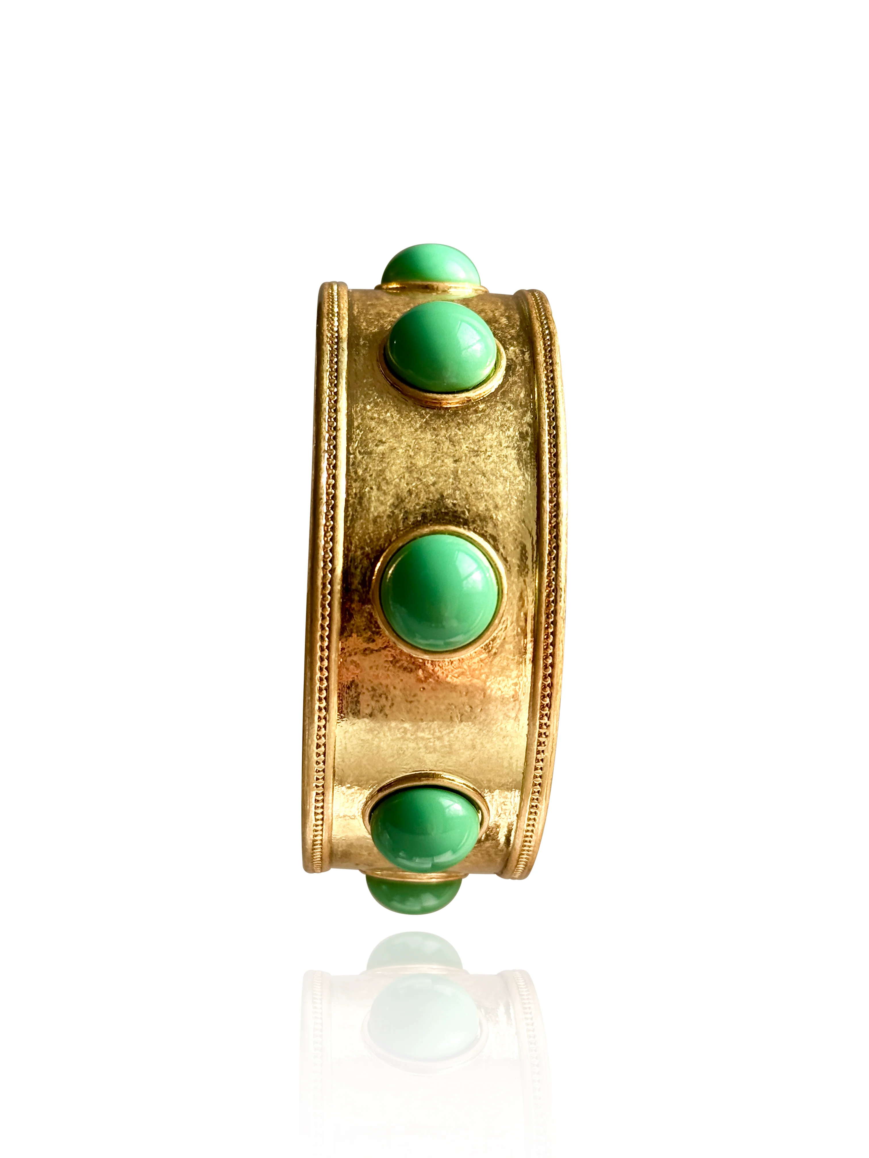 Claire Turquoise or Jade Glass Wide Gold Bangle Pre Order - Image 6