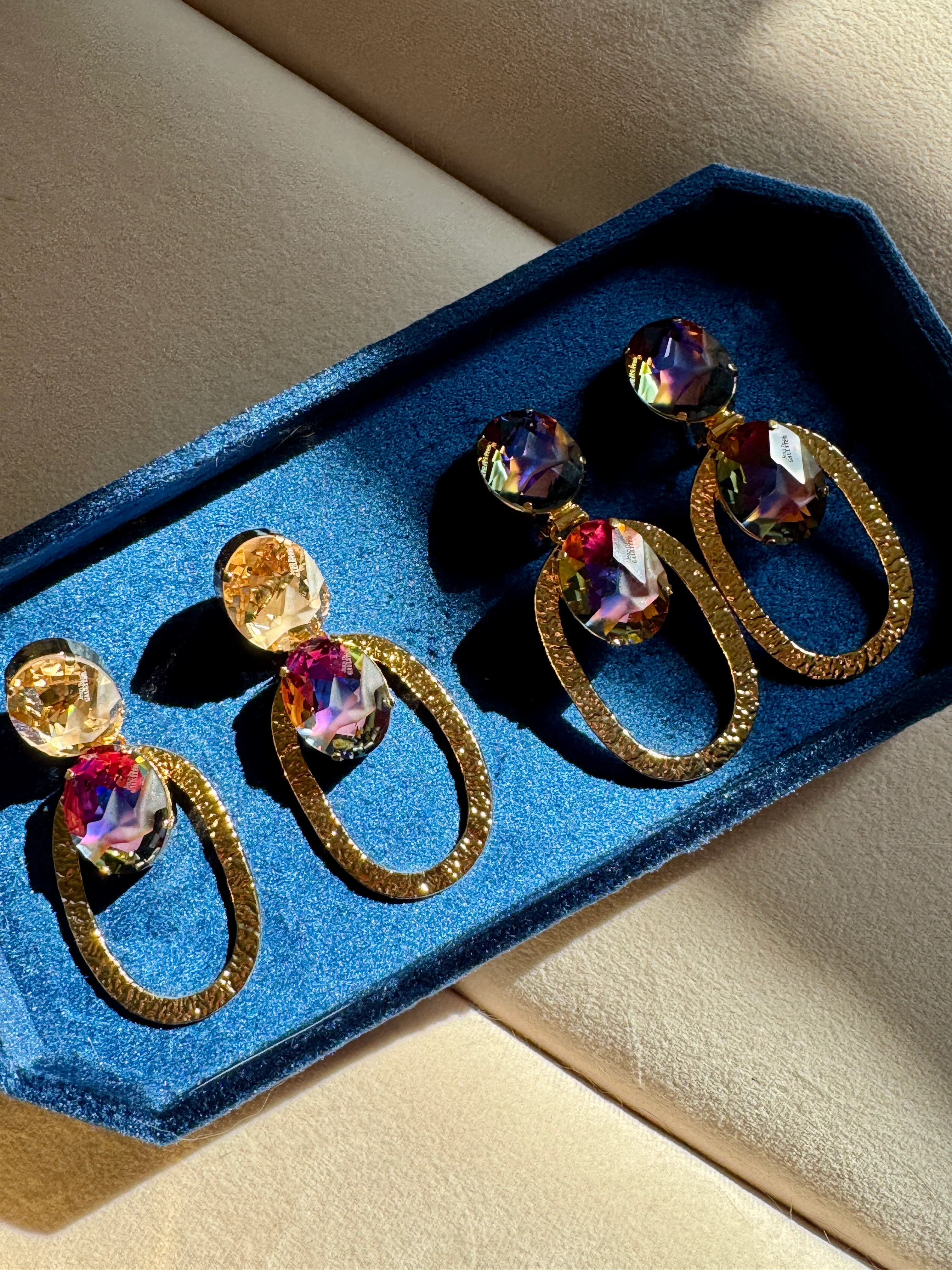 Jean Paul Gaultier Volcano & Champagne Crystal Hoop Earrings - Image 5