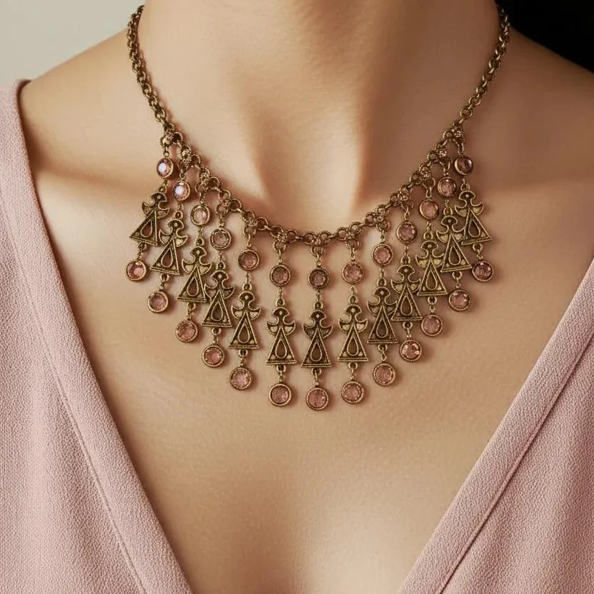 Vintage Egyptian Revival Bib Necklace - Image 2
