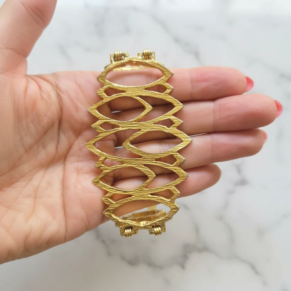 Vintage Brutalist Style Gold Bracelet - Image 2