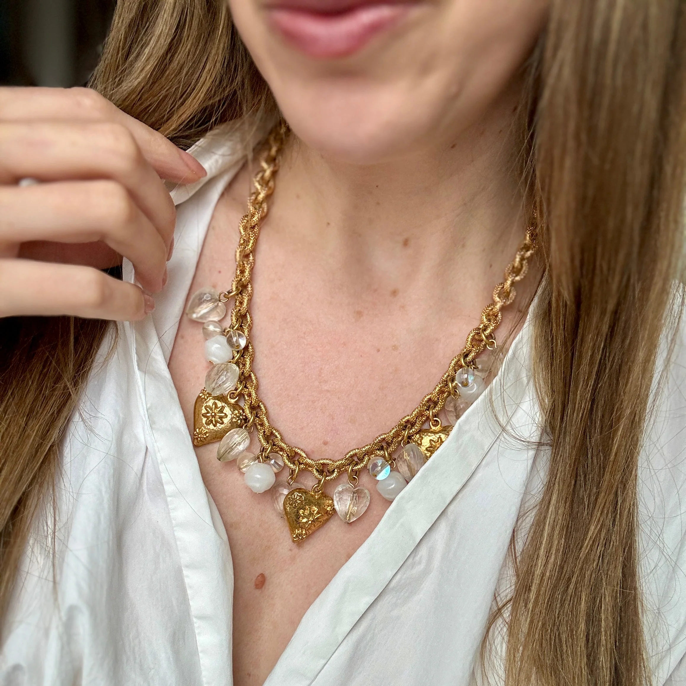 Vintage Designer Carasaga Paris Gold Heart Charm Necklace - Image 2