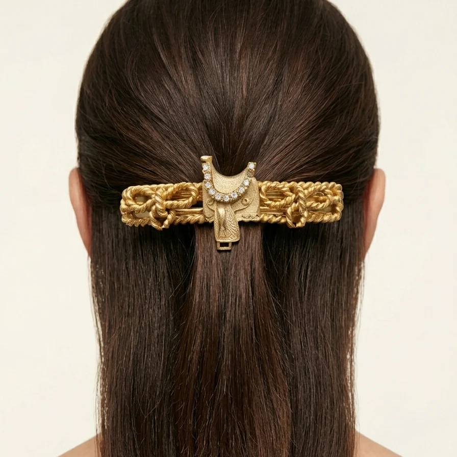 Vintage Golden Saddle Hair Clip - Image 2
