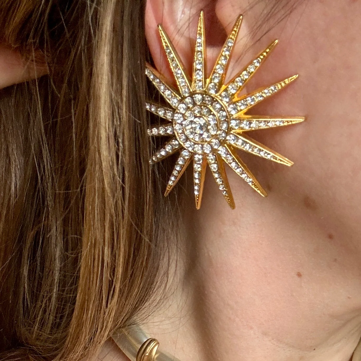 Vintage Italian Starburst Crystal Earrings - Image 2