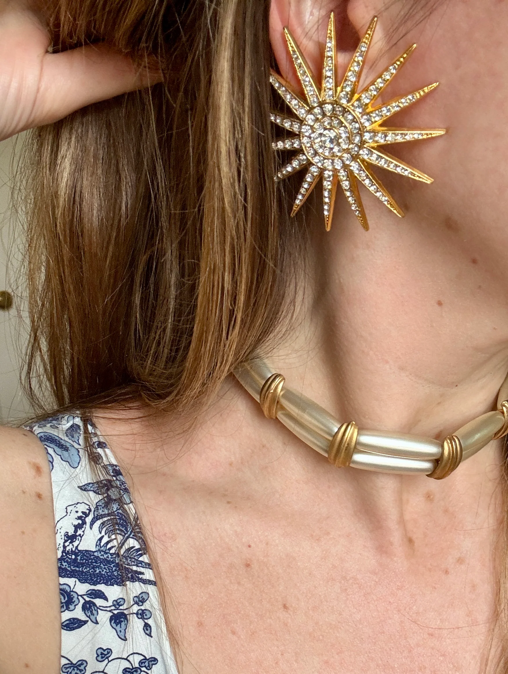 Vintage Italian Starburst Crystal Earrings - Image 3