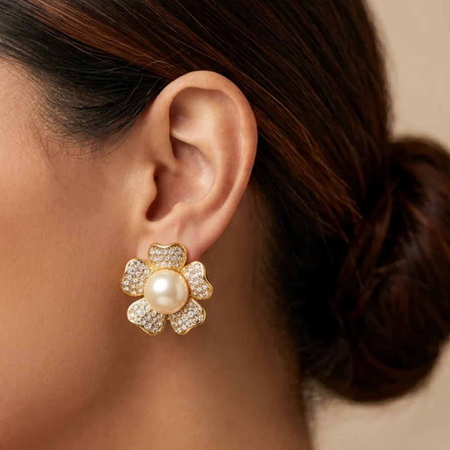 Vintage Joan Rivers Flower Earrings - Image 2