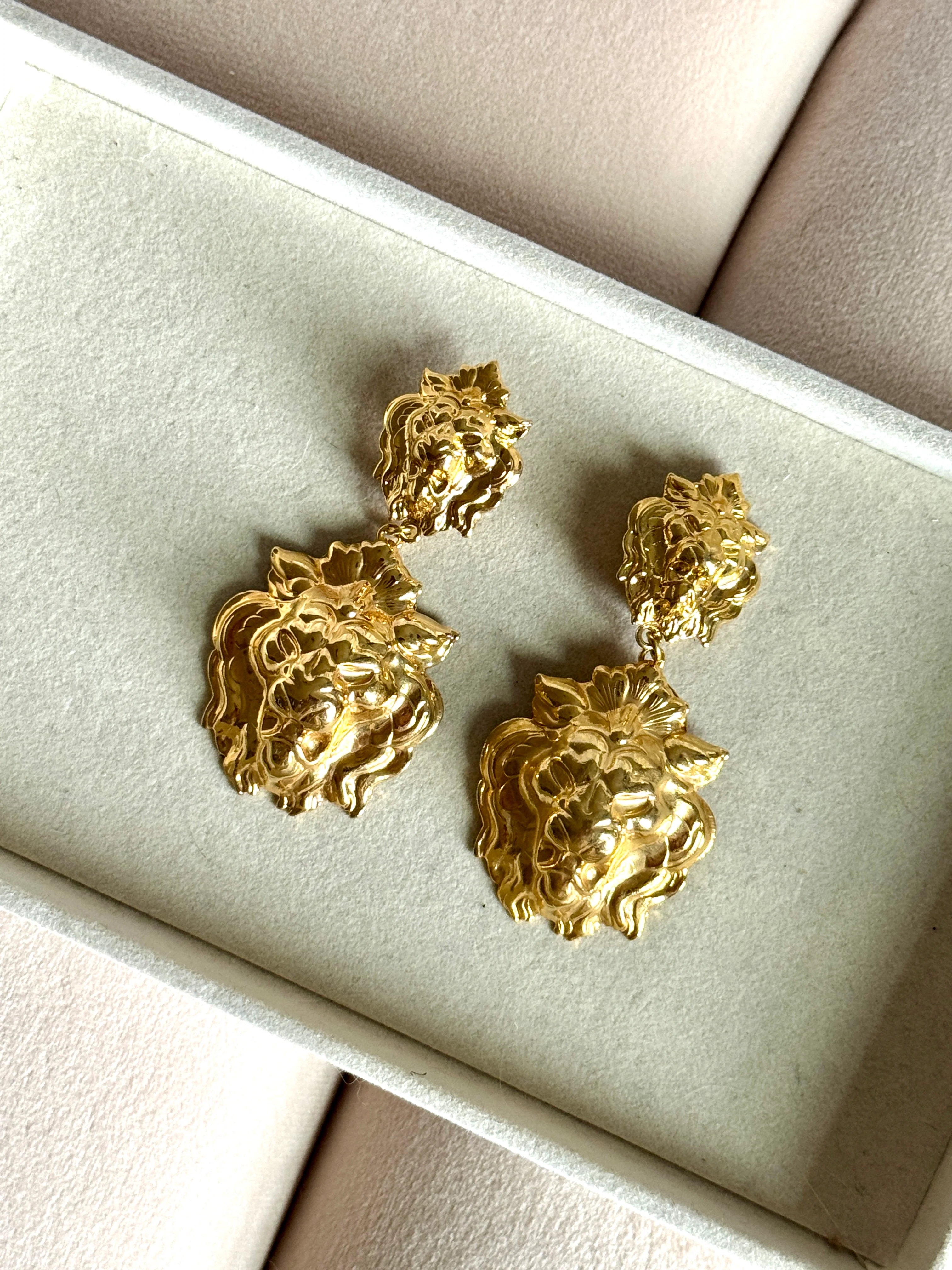 Vintage Italian Double Lion Head Earrings - Image 4