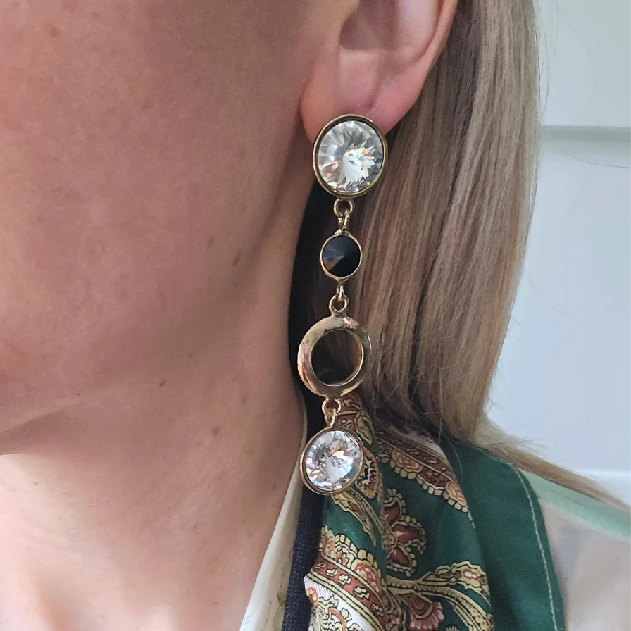 Vintage Inverted Crystal Earrings - Image 2