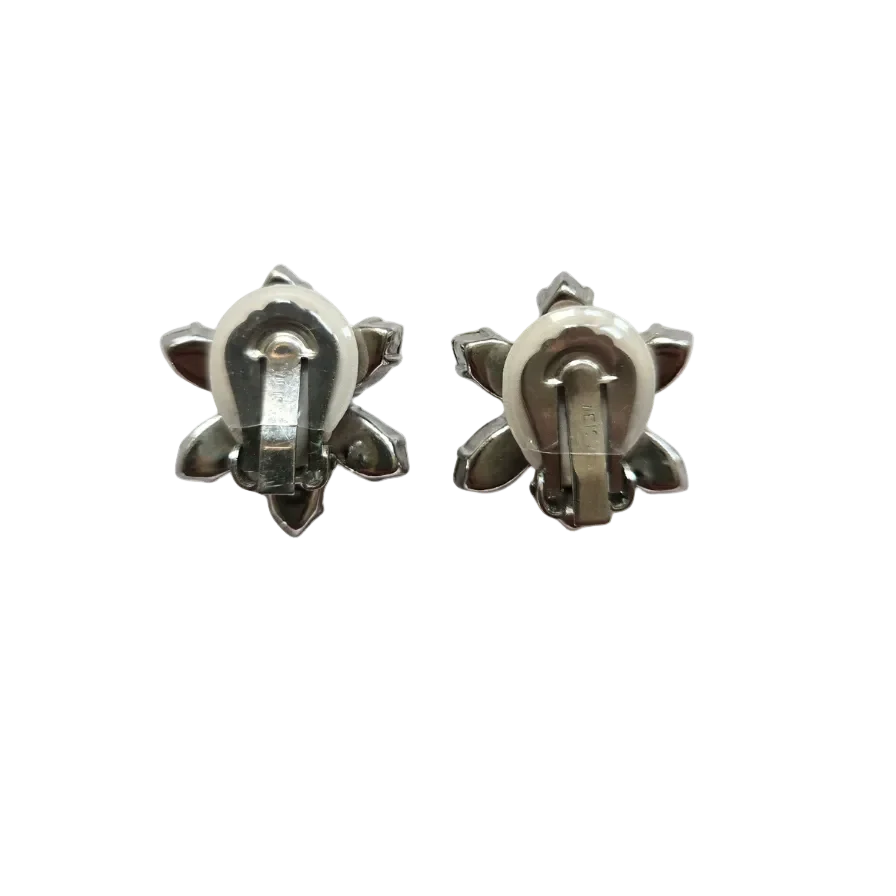 Vintage Crystal Flower Earrings - Image 4