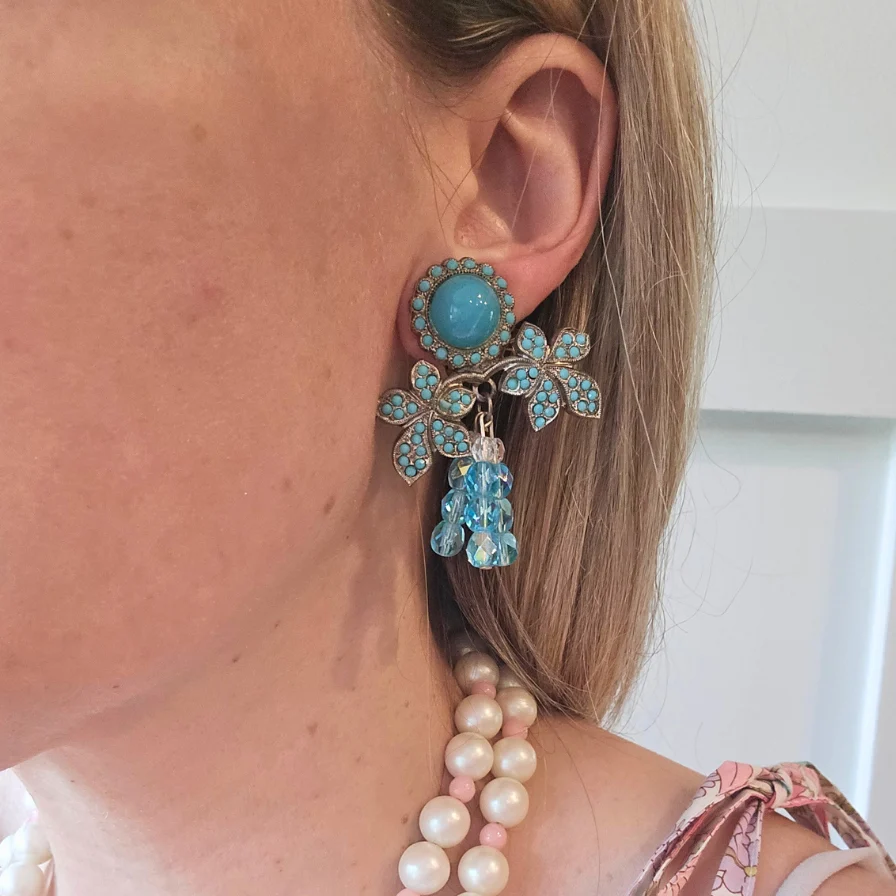 1960s Italian Turquoise Earrings - Image 2