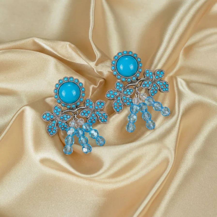 1960s Italian Turquoise Earrings - Image 4