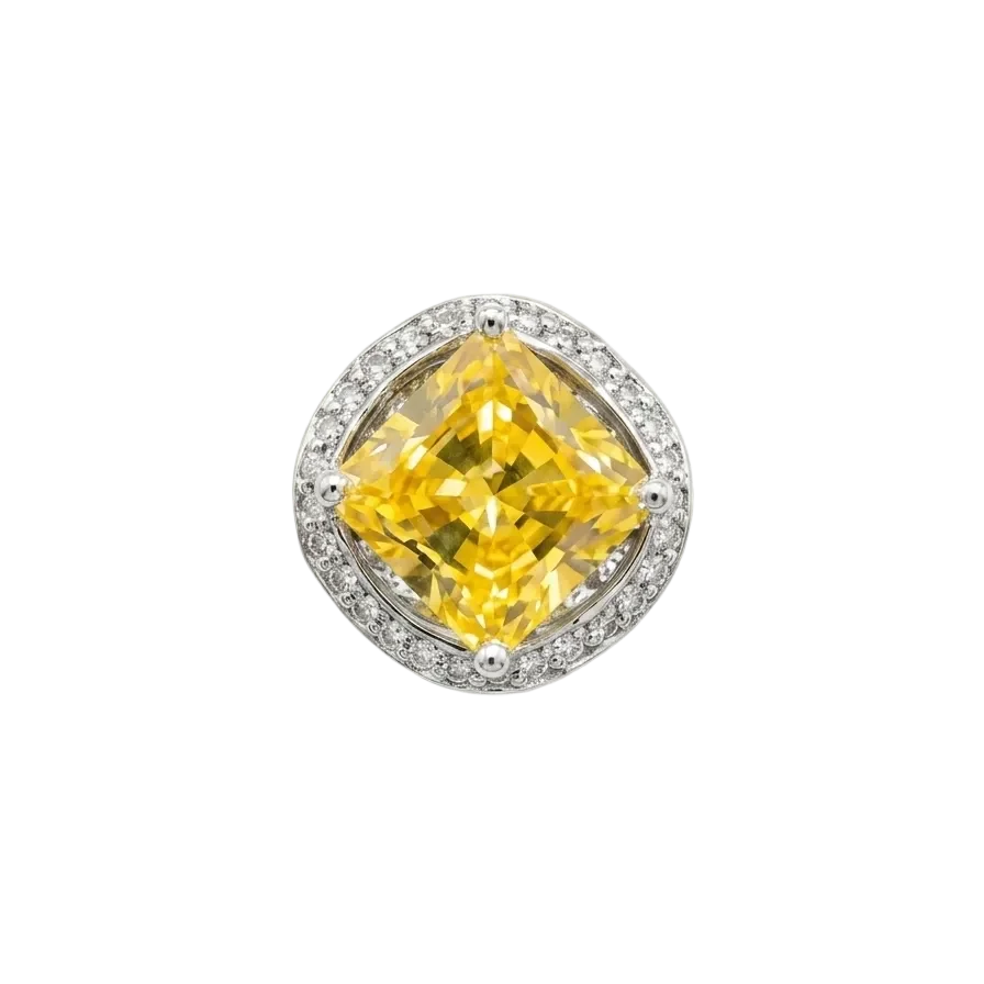 Yellow Crystal Sterling Silver Ring Size 5 - Image 3